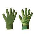 Garden Series Dark Green Printed Latex Velcro Gloves